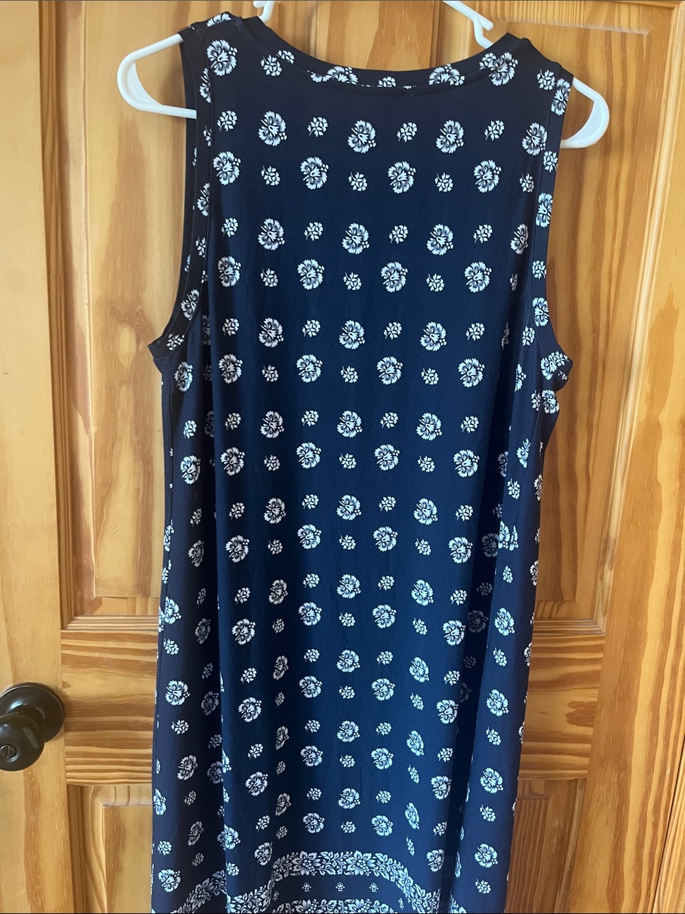 LOFT Navy Floral Sleeveless Shift Dress - Size Large - Picture 6 of 8